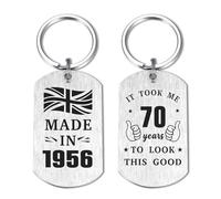 EE&YU 70th Birthday Gifts for Men Man, Funny Made in 1956 Birthday Keyring