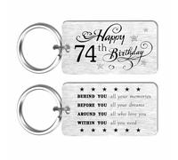 EE&YU 74th Birthday Gift for Men Women, Happy 74 Years Old Birthday Keyring