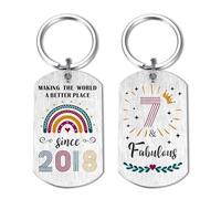 EE&YU 7th Birthday Gifts for Girls - 7 Year Old Birthday Keyring for Her, 7 Fabulous Presents, Making the World a Better Place Since 2018