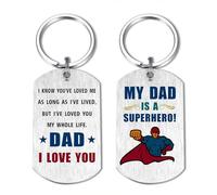 EE&YU Dad Gifts from Daughter Son, Best Hero Daddy Birthday Keyring for Men