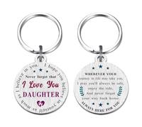 EE&YU Daughter Gifts Keyring - I Love My Best Daughter Birthday Graduation Christmas Keyring from Dad Mum