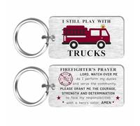 EE&YU Firefighter Gifts for Men Him - Fire Fighter Birthday Keyring for Husband Son Dad, Cool Fireman Prayer Gifts for Christmas