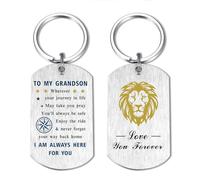 EE&YU Grandson Gifts Keyring - My Grandson Graduation Birthday Christmas Keyring from Grandma