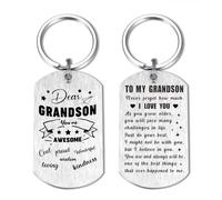 EE&YU Grandson Gifts, Love Dear Grandson Birthday Graduation Keyring
