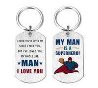 EE&YU I Love You Gifts for Him - Husband Boyfriend Birthday Anniversary Wedding Day Christmas Keyring, My Hero Man Presents