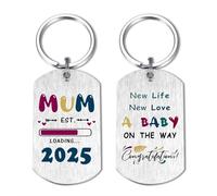 EE&YU New Mum Gifts 2025 - First Time Mum Birthday Keyring, Pregnant Mummy Presents, Becoming Mummy Key Ring forChristmas