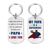 EE&YU Papa Keyring Gifts - I Love My Best Hero Papa Birthday Retirement Christmas Keyring from Grandkids