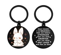EE&YU Rabbit Gifts for Girls Boys - Personalised Bunny Keyring for Women Men, Cute Rabbit Themed Present for Birthday Graduation Christmas