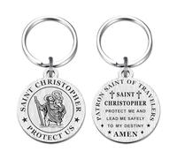EE&YU Saint Christopher Christmas Keyring Gifts - St Christopher Travel Xmas Birthday Keyring, Jesus Cross Gifts for Men