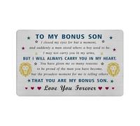 EE&YU Step Son Card for Stepmum Stepdad - Bonus Son Birthday Graduation Card Gifts for Men
