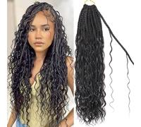 Eeanno Goddess Box for Crochet Hair 24 Inch 7 Packs Bohemian Crochet Braids for Women Pre Rolled Crochet Braids with Curly Ends 24 Inch
