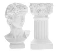 Eease Greek Statue of David & Roman Column Bust for Vintage Decor