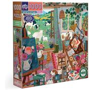 eeBoo 1000 Piece Puzzle: Artist's Cottage - Adult Square Jigsaw, 23x23, Includes Image Reference Insert, Glossy Pieces
