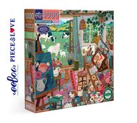 eeBoo 1000 Piece Puzzle: Artist's Cottage - Adult Square Jigsaw, 23x23, Includes Image Reference Insert, Glossy Pieces