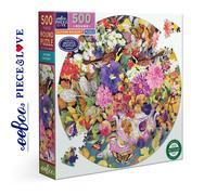 eeBoo AUTUMN BOUQUET 500 pc Round Jigsaw Puzzle Piece & Love Super Deluxe PZF111