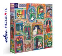 eeBoo Piece and Love Cats In Windows 1000 piece square adult Jigsaw Puzzle