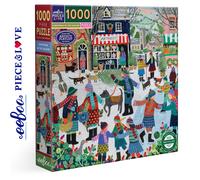 eeBoo CHRISTMAS IN THE SQUARE 1000 Piece Jigsaw Puzzle for Adults Festive Winter