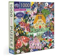 eeBoo Cottage at Dusk 1000 Piece Square Jigsaw Puzzle, 23" x 23" | Double coated, sturdy & dust free pieces with a satisfying snap. Includes full color reference insert. Vibrant, original art