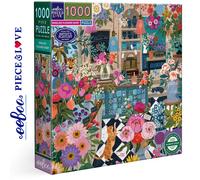 Eeboo 1000 Piece English Flower Shop Jigsaw Puzzle for Adults, 1000 Pieces Cardboard Jigsaw Puzzle Size 23 x 23 inches
