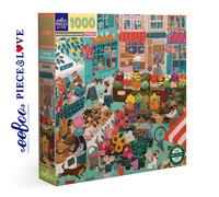 eeBoo Puzzle English Green Market PZTEGM 1000 Pieces Recycled Cardboard Coloured Green