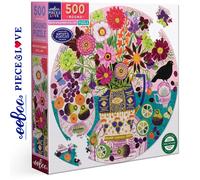 eeBoo Piece & Love: Fruits & Flowers - 500 Piece Puzzle - Adult Round Jigsaw, 23" Diameter, Includes Image Reference Insert, Pieces