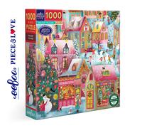 eeBoo PZTHYV Holiday Village 1000 Pieces - Adult Puzzle Made from Recycled Cardboard - Dive into the Magic of Christmas