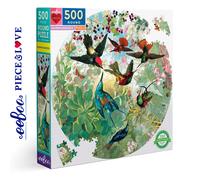 eeBoo HUMMINGBIRDS 500 pc Round Jigsaw Puzzle Piece & Love Super Deluxe PZFHMB