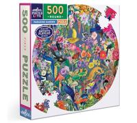 eeBoo Paradise Garden 500 Piece Round Jigsaw Puzzle, 23" Diameter | Double coated, sturdy & dust free pieces with a satisfying snap. Includes full color reference insert. Vibrant, original art