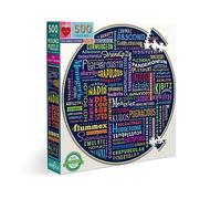 eeBoo Piece and Love 500 100 Great Words Piece Round Circle Jigsaw Puzzle