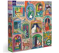 eeBoo Piece and Love Cats In Windows 1000 piece square adult Jigsaw Puzzle