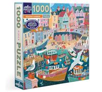 eeBoo Piece and Love Seaside Harbor 1000 piece square adult Jigsaw Puzzle | Double coated, sturdy & dust free pieces with a satisfying snap. Includes full color reference insert. Vibrant, original art