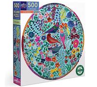 eeBoo Piece & Love: Four Birds - 500 Piece Puzzle - Adult Round Jigsaw, 23" Diameter, Includes Image Reference Insert, Glossy Pieces