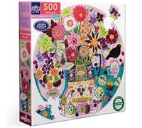eeBoo Piece & Love: Fruits & Flowers - 500 Piece Puzzle - Adult Round Jigsaw, 23" Diameter, Includes Image Reference Insert, Pieces