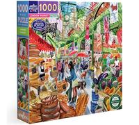 eeBoo Piece & Love: London Market - 1000 Piece Puzzle - Adult Square Jigsaw, 23x23, Includes Image Reference Insert, Glossy Pieces
