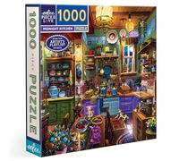 eeBoo Piece & Love: Midnight Kitchen - 1000 Piece Puzzle - 23" Square Adult Jigsaw, Relaxing Nighttime Home Scene, Glossy & Dustless, Eco-Friendly