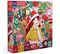 eeBoo Piece & Love: Ms. Santa's Reindeer - 500 Piece Puzzle - Adult Square Jigsaw, 23x23, Glossy Pieces, Christmas Holiday Themed