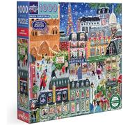 eeBoo Piece & Love: Paris Christmas - 1000 Piece Puzzle - 23" Adult Jigsaw, Jennifer Orkin Lewis’ Festive City of Lights Holiday Scene, Eco-Friendly