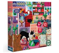 eeBoo Piece & Love: Pets in The Kitchen - 1000 Piece Puzzle - Adult Square Jigsaw, 23x23, Includes Image Reference Insert, Glossy Pieces