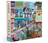 eeBoo Piece & Love: Village by The Sea - 1000 Piece Puzzle - 23" Square Adult Jigsaw, Charming Coastal Town Scene, Glossy & Dustless, Eco-Friendly