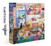 eeBoo PINK KITCHEN 1000 pc Square Jigsaw Puzzle Super Deluxe Food PZTPNK