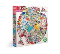 Eeboo PZFBYD Blue Bird Yellow Bird - 500 piece round, 0.03 cm*58.4 cm*58.4 cm
