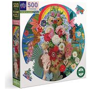 eeBoo - Round Puzzle 500 pcs - Theatre of Flowers - (EPZFTFL