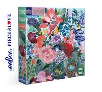 eeBoo Piece & Love: Spring Bouquet - 1000 Piece Puzzle - Adult Square Jigsaw, 23x23, Includes Image Reference Insert, Glossy Pieces