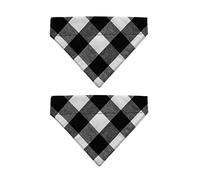 EechicSpace 2 Pack Flannel Dog Bandanas Over Collar White and Black Buffalo Plaid for Cats and Extra Small Dogs