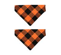 EechicSpace 2 Pack Halloween Dog Bandanas Over Collar Orange Buffalo Plaid for Large Dogs