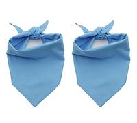 EechicSpace 2 Pack Light Blue Cotton Plain Dog Bandanas for Large Dogs