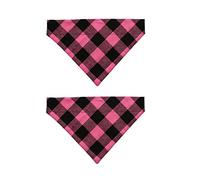 EechicSpace 2 Pack Pink and Black Plaid Dog Bandanas Over Collar for Small Pets