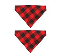EechicSpace 2 Pack Red and Black Dog Bandanas Over Collar Cotton for Medium Dogs