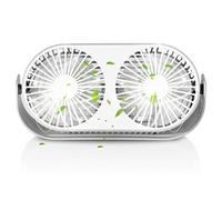 eecoo USB Desktop Fan, Mini Fan, Portable Dual-head Fan with Aroma Diffuser, 3 Kinds of Adjustable Speed, Can Rotate 360 Degrees, Suitable for Home, Office, Camping, Car (Gray)