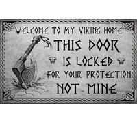 eedee Creative Tin Sign Welcome to My Viking Home Vintage Wall Decor Retro Art Tin Sign Funny Decorations for Home Bar Pub Cafe Farm Room Antiques Metal Poster 8" x 12"